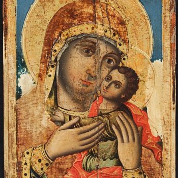 Vierge de tendresse, icône de l'église de la Dormition de Marseille (après restauration)
